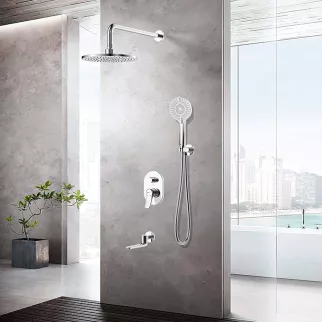 Смеситель встраиваемый LEMARK Ortus верхний душ, ручной душ, излив хром