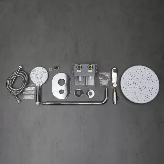 Смеситель встраиваемый LEMARK Ortus верхний душ, ручной душ хром