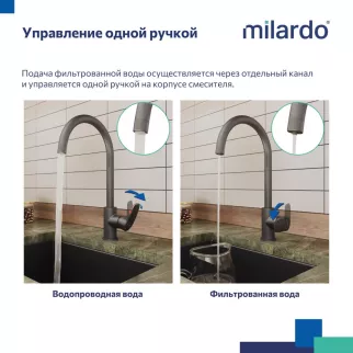 Смеситель для кухни Milardo Rora с подключением фильтра графит