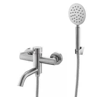 Смеситель для ванны VODA с повортным изливом и набором для душа нержавеющая сталь