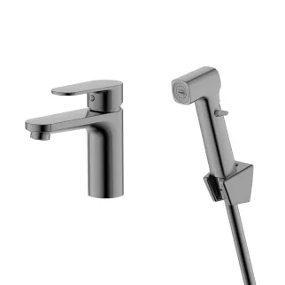 Смеситель для раковины AQUATEK Ника с гигиеническим душем графит