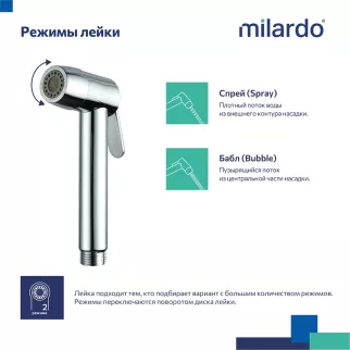 Лейка для гигиенического душа Milardo 2 режима хром