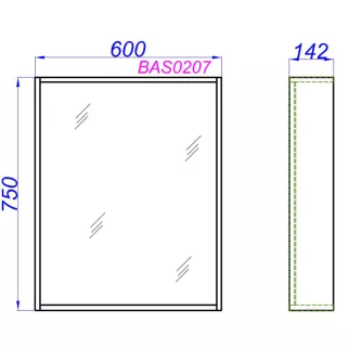 Зеркало AQWELLA Basic 60х75 см с полкой