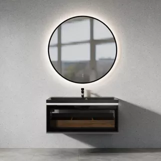 Зеркало Silver Mirrors Монако-Л 2.2 d100 см с подсветкой черная рамка