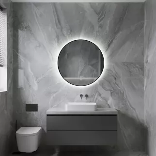 Зеркало Silver Mirrors Монако-Л 2.2 d77 см с подсветкой черная рамка