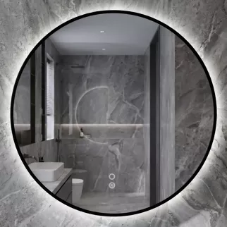 Зеркало Silver Mirrors Монако-Л 2.2 d77 см с подсветкой черная рамка