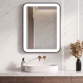 Зеркало Silver Mirrors Практика 60х80 см с подсветкой черная рамка