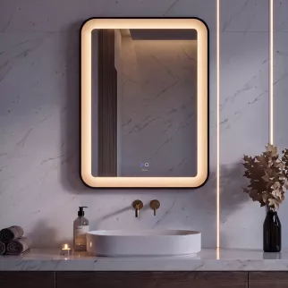 Зеркало Silver Mirrors Практика 60х80 см с подсветкой черная рамка