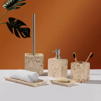 Дозатор для мыла FLUMEN DESIGN Travertino полирезина светлый