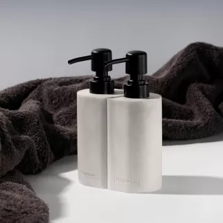 Дозатор для мыла FLUMEN DESIGN Double Marble двойной полирезина светлый