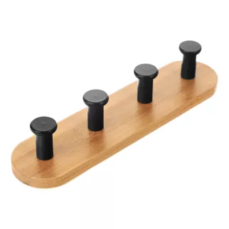 Планка на 4 крючка FLUMEN Bamboo двухсторонний скотч бамбук, черный