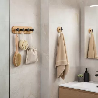 Крючок одинарный FLUMEN Bamboo двухсторонний скотч бамбук, черный
