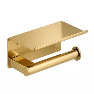 Держатель для туалетной бумаги FLUMEN DESIGN Petra с полкой золото
