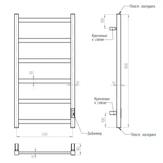 Полотенцесушитель электрический ДВИН J plaza neo 800х400 мм черный