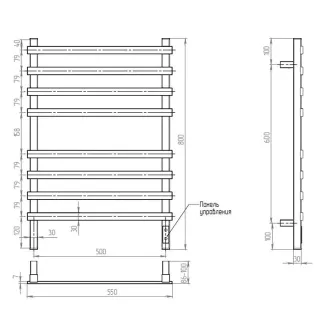 Полотенцесушитель электрический ДВИН N plaza neo 800х500 мм черный