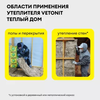Утеплитель на стекловолокне 50 мм 1170х610 мм 10 м2 Vetonit Теплый Дом Плита