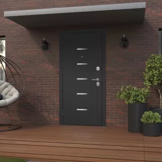 Дверь входная металлическая Гарда серебро/бетон снежный царга 2050х860х75 мм левая