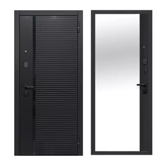Дверь входная металлическая Черное зеркало Сатин черный/зеркало 2050х860х85 мм правая