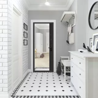 Дверь входная металлическая Черное зеркало Сатин черный/зеркало 2050х860х85 мм правая