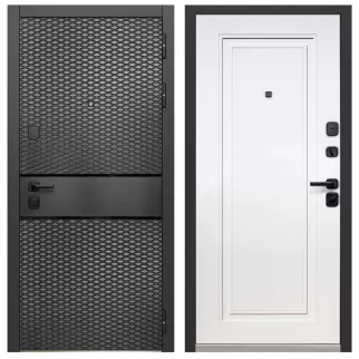 Дверь входная металлическая Карбон Черный/Эмалит белый 2050х860х115 мм правая