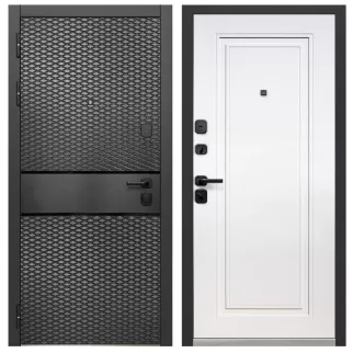Дверь входная металлическая Карбон Черный/Эмалит белый 2050х960х115 мм левая