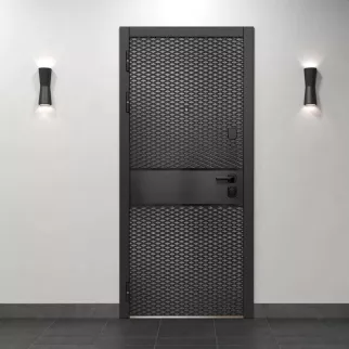 Дверь входная металлическая Карбон Черный/Эмалит белый 2050х960х115 мм левая