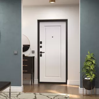 Дверь входная металлическая Карбон Черный/Эмалит белый 2050х960х115 мм левая