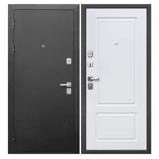 Дверь входная металлическая Толстяк Черный букле/Белый ясень 2050х860х90 мм левая