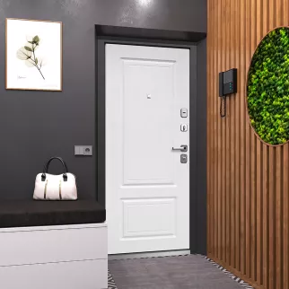 Дверь входная металлическая Толстяк Черный букле/Белый ясень 2050х860х90 мм правая