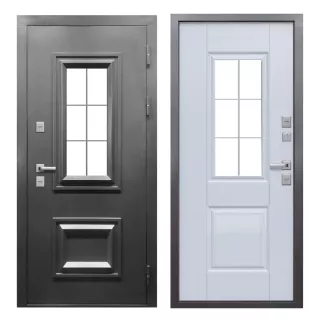 Дверь входная металлическая Протерма 3D Стеклопакет Букле графит/Белый матовый Т-3 2050х960х110 мм правая