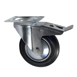 Колесо d160 мм на площадке поворотное с тормозом черное Ликчел