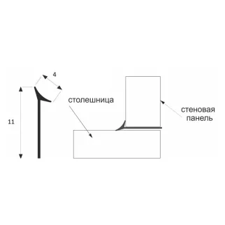 Профиль уплотнительный для столешницы металлик 3 м