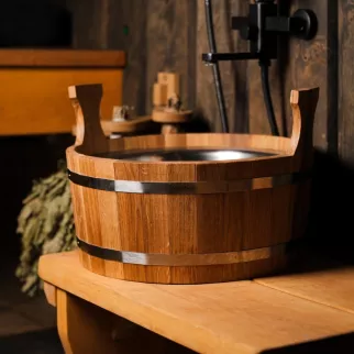 Ушат шайка с нержавеющей вставкой 15 л дуб Woodson