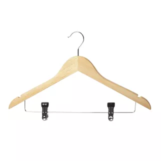 Плечики для одежды 44,5 см дерево светлое с прищепками 3 шт elemento