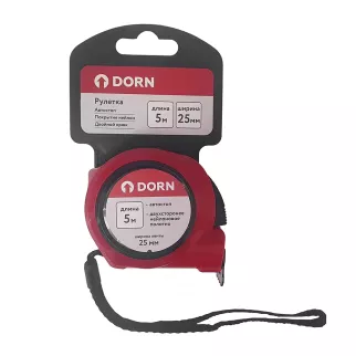 Рулетка с автостопом 5 м х 25 мм нейлоновое покрытие DORN