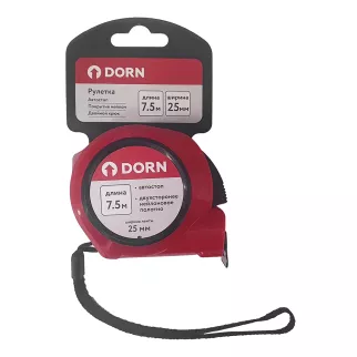 Рулетка с автостопом 7,5 м х 25 мм нейлоновое покрытие DORN