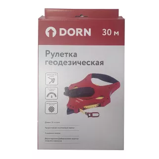 Рулетка геодезическая 30м фиберглас. двухсторон. полотно 3 скорости смотки, DORN