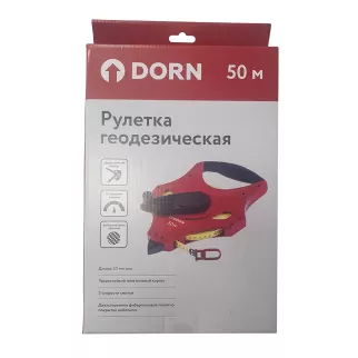 Рулетка геодезическая 50м фиберглас. двухсторон. полотно 3 скорости смотки, DORN
