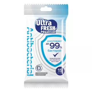 Салфетки влажные 15 шт Ultra Fresh Premium Antibacterial в ассортименте