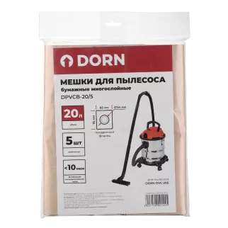 Мешки для пылесоса DVC-20S 20 л 5 шт бумажные DORN