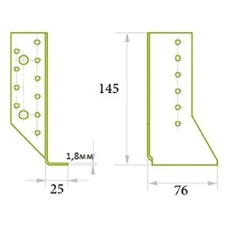 Опора балки левая 25х145х76х1,8 мм