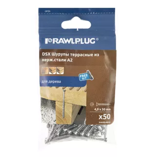Шурупы по дереву террасные 4,0x50 мм 50 шт нержавеющая сталь A2 Rawlplug
