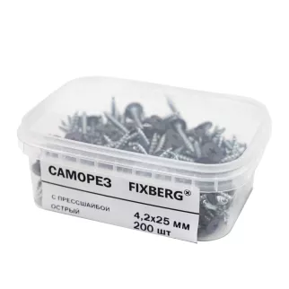 Саморезы с прессшайбой 4,2х25 мм 200 шт графит RAL7024 FIXBERG