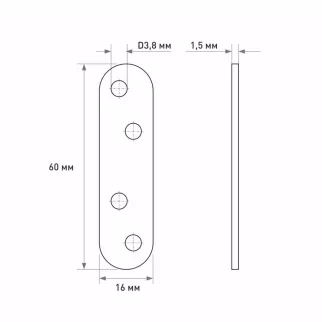 Планка мебельная 60х16 мм монтажная оцинкованная ZITAR