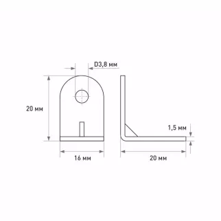 Уголок мебельный 20х20х16х1,5 мм оцинкованный ZITAR