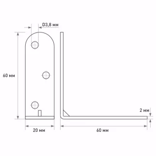 Уголок мебельный 60х60х20х2 мм коричневый ZITAR