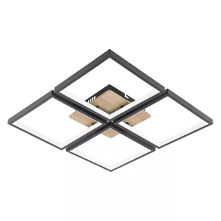 Люстра потолочная LED 136 Вт с пультом ДУ черный/дерево Schaffner Секоло