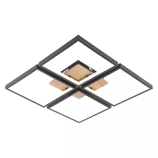 Люстра потолочная LED 136 Вт с пультом ДУ черный/дерево Schaffner Секоло