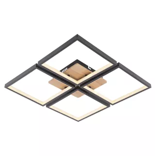 Люстра потолочная LED 136 Вт с пультом ДУ черный/дерево Schaffner Секоло