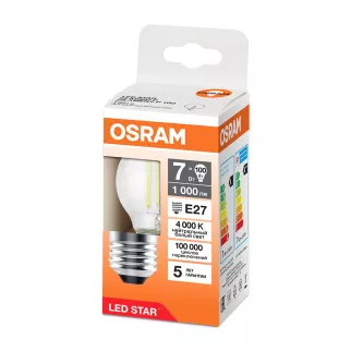 Светодиодная лампа OSRAM 7 Вт Е27/P филаментная дневной свет - baucenter.ru Светодиодная лампа OSRAM 7 Вт Е27/P филаментная дневной свет